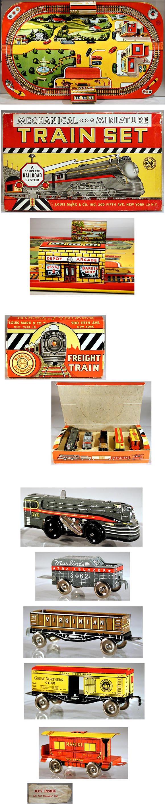 1947 Marx, Mechanical Miniature Freight Train Set in Original Box